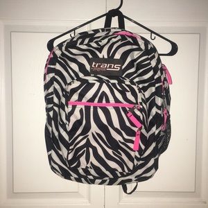 Trans Jansport Zebra Pattern,Pink Zippers Backpack